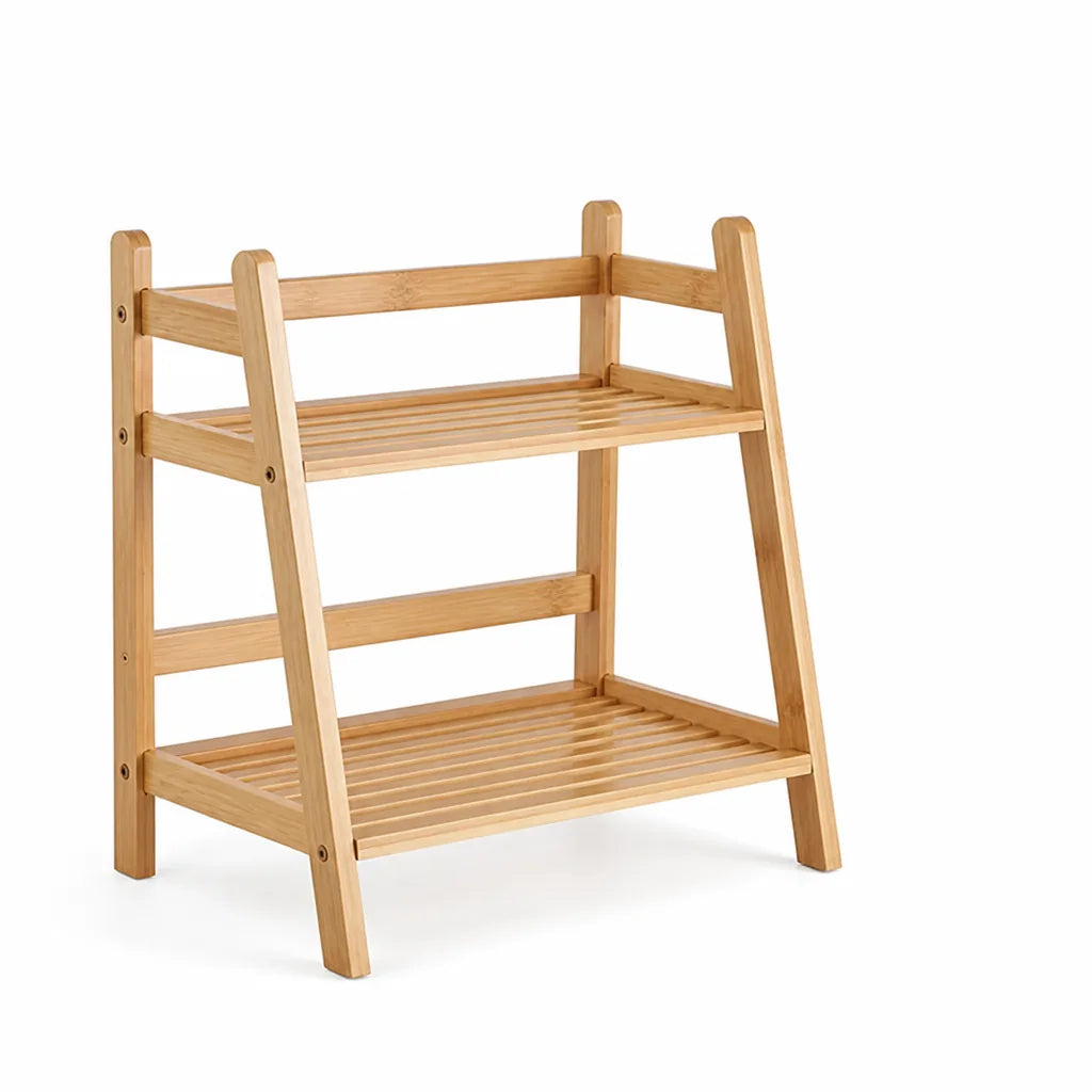 A-Frame Slatted Bamboo Shelf (2-Tier)