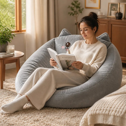 Animal Motif Plush Velour Bean Bag Chair