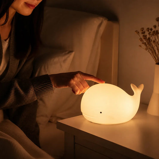 Color-Changing Kids' Whale Night Light (Touch Sensor, USB-Powered)