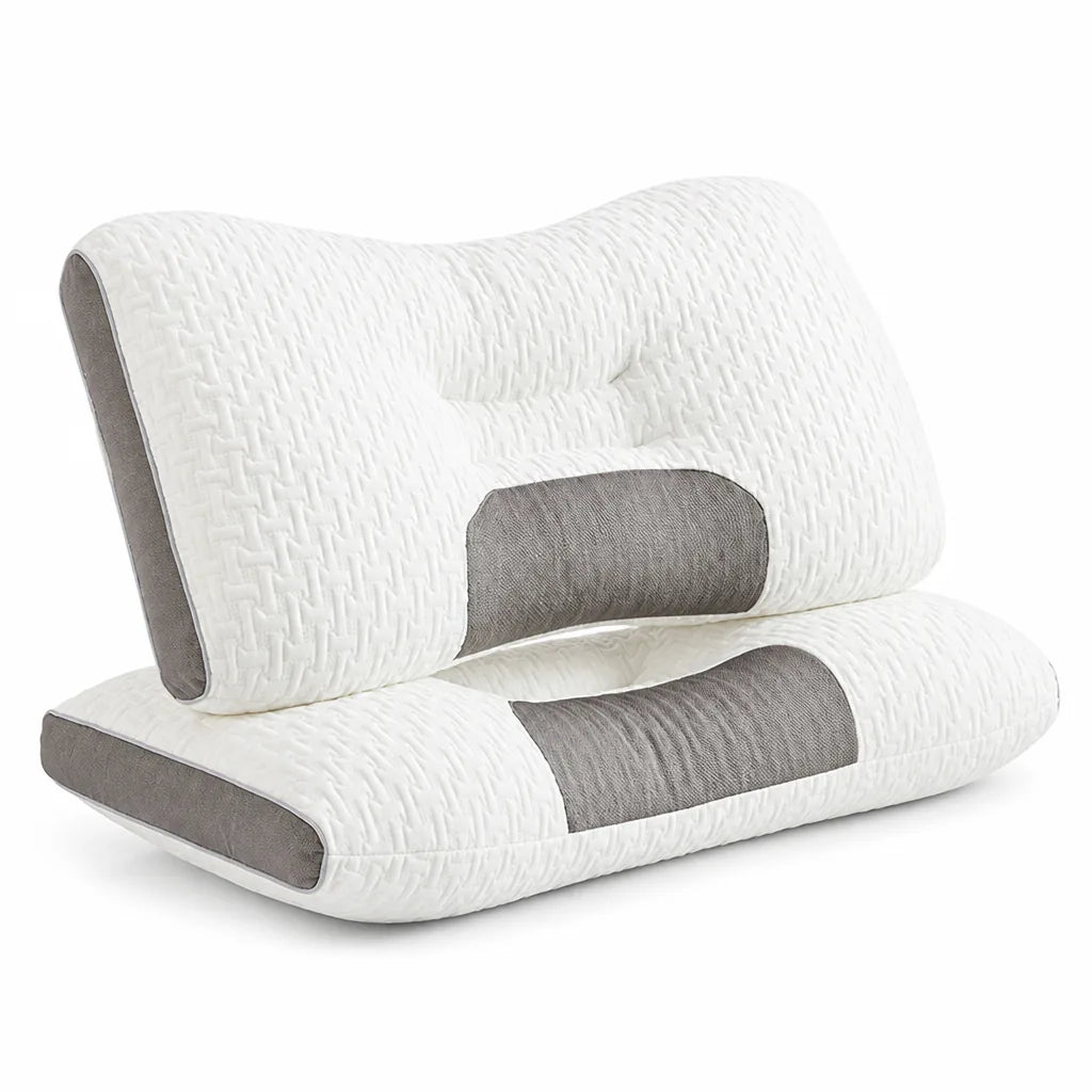 Contoured Cervical Neck Pillow for Back and Side Sleepers