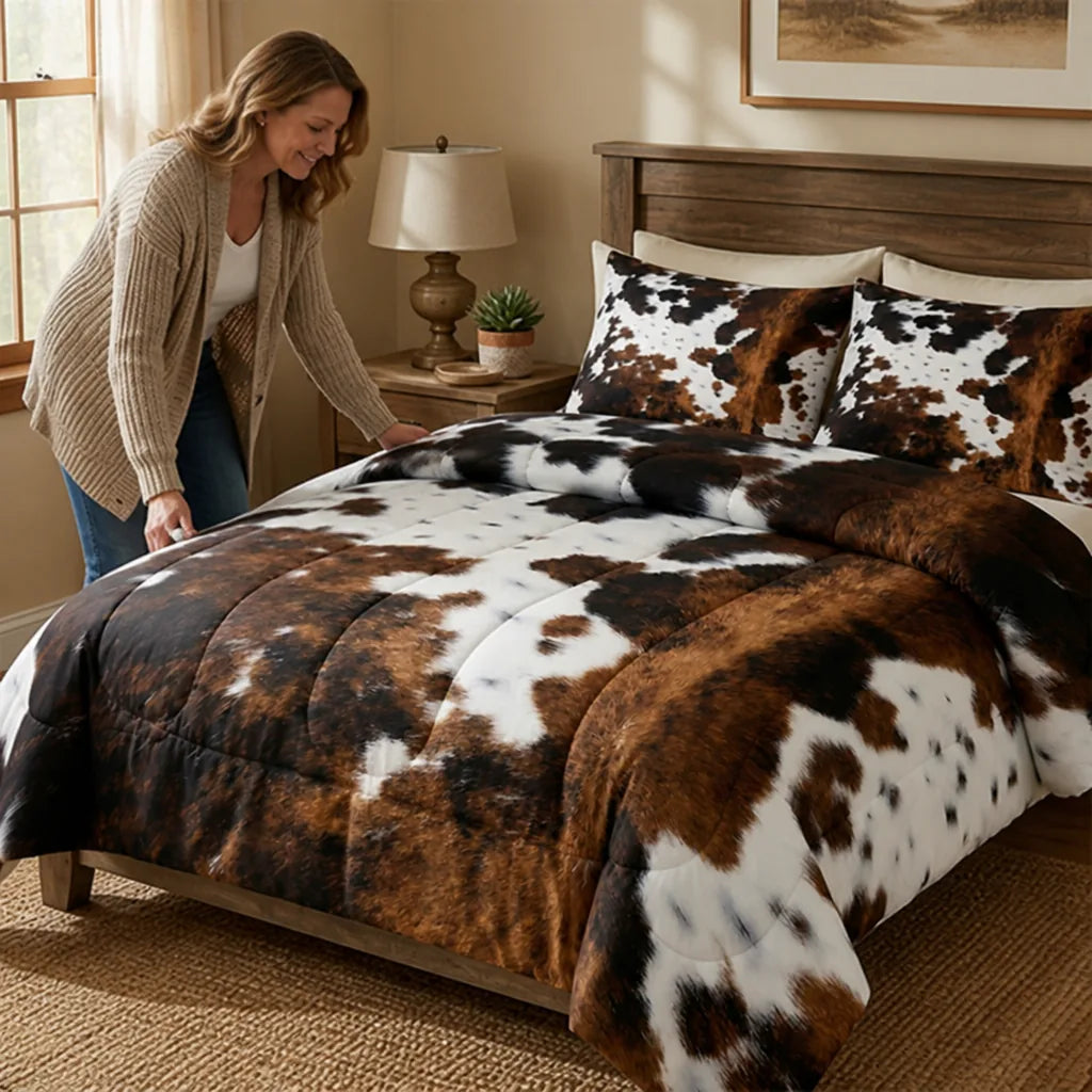 Cowhide Print Duvet Cover Set (Fade-Resistant Digital Print)