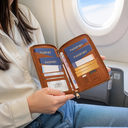 RFID Protection All-Around Zipper Passport Organizer (Holds Up To 4 Passports)