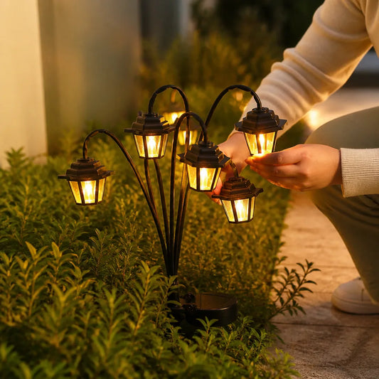 Retro Street-Lamp Weather-Resistant Solar Garden Lantern (6 LED Lights)