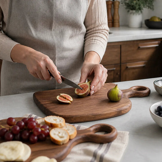 Solid Walnut Cutting Boards With Loop Handle (Set of 2)