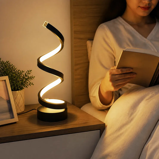 Spiral Table Lamp with Integrated Dimmable LED Touch Dimmer