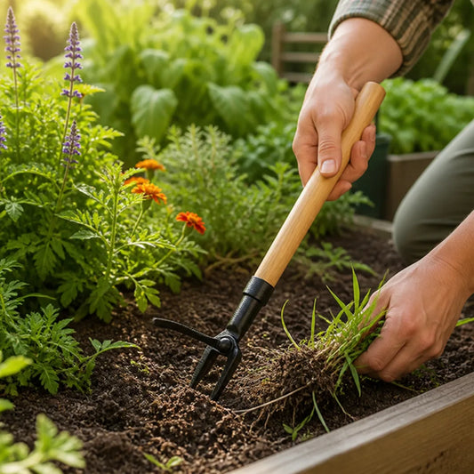 Steel Head And Wooden Handle Weed Remover (4-Tine Claw)
