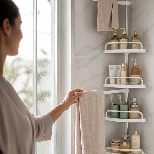 Telescopic Adjustable Shower Corner Shelf (4-Tier)