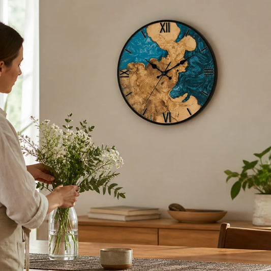 Wood and Resin Inlay Wall Clock (30-Cm)