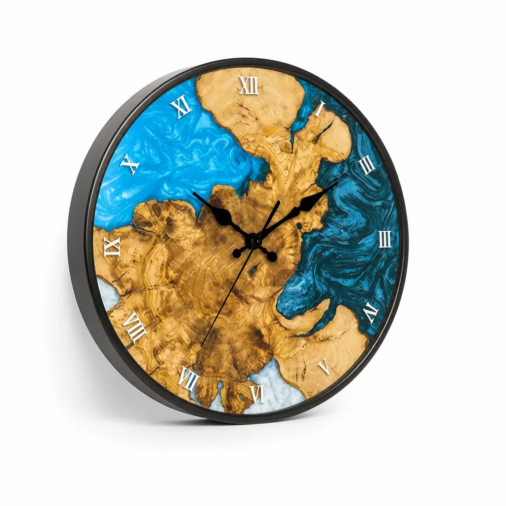 Wood and Resin Inlay Wall Clock (30-Cm)