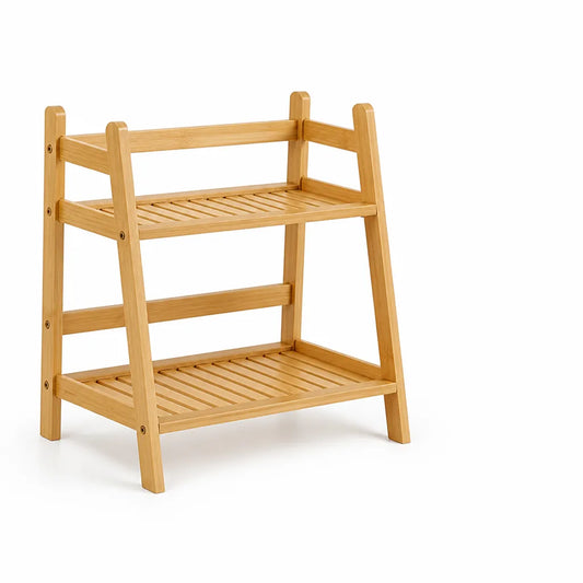 A-Frame Slatted Bamboo Shelf (2-Tier)