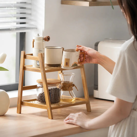 A-Frame Slatted Bamboo Shelf (2-Tier)