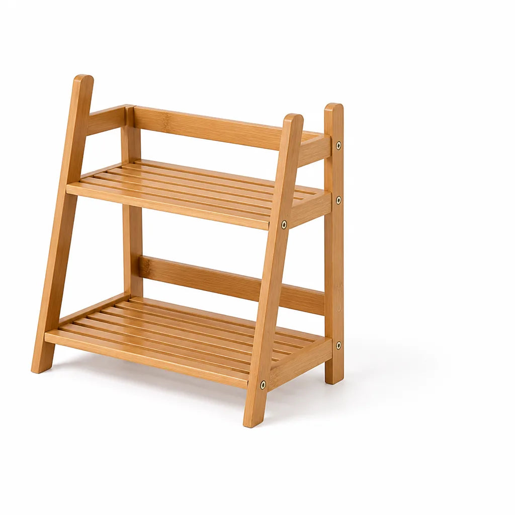 A-Frame Slatted Bamboo Shelf (2-Tier)