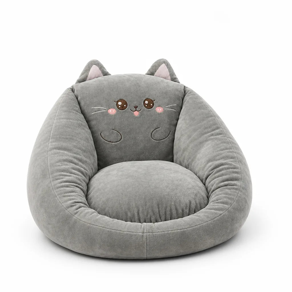 Animal Motif Plush Velour Bean Bag Chair