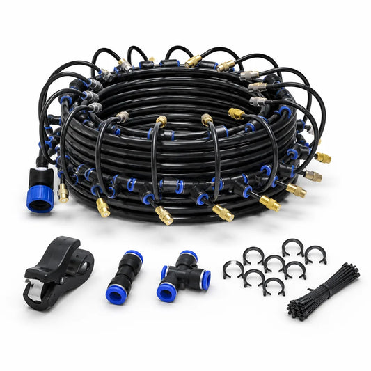 Brass Adjustable Nozzles Garden Misting System With Tool-Free Quick-Connect (20-Meter Hose)