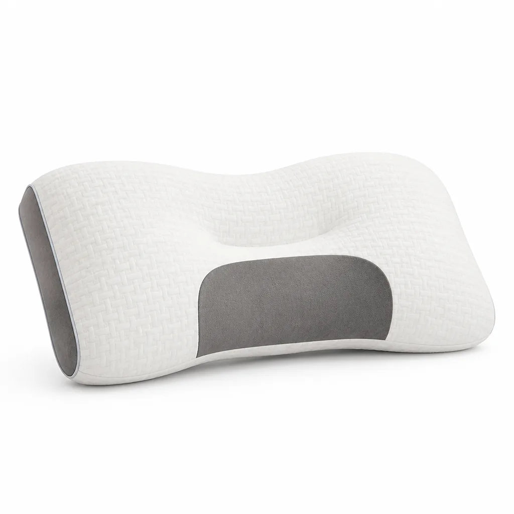 Contoured Cervical Neck Pillow for Back and Side Sleepers