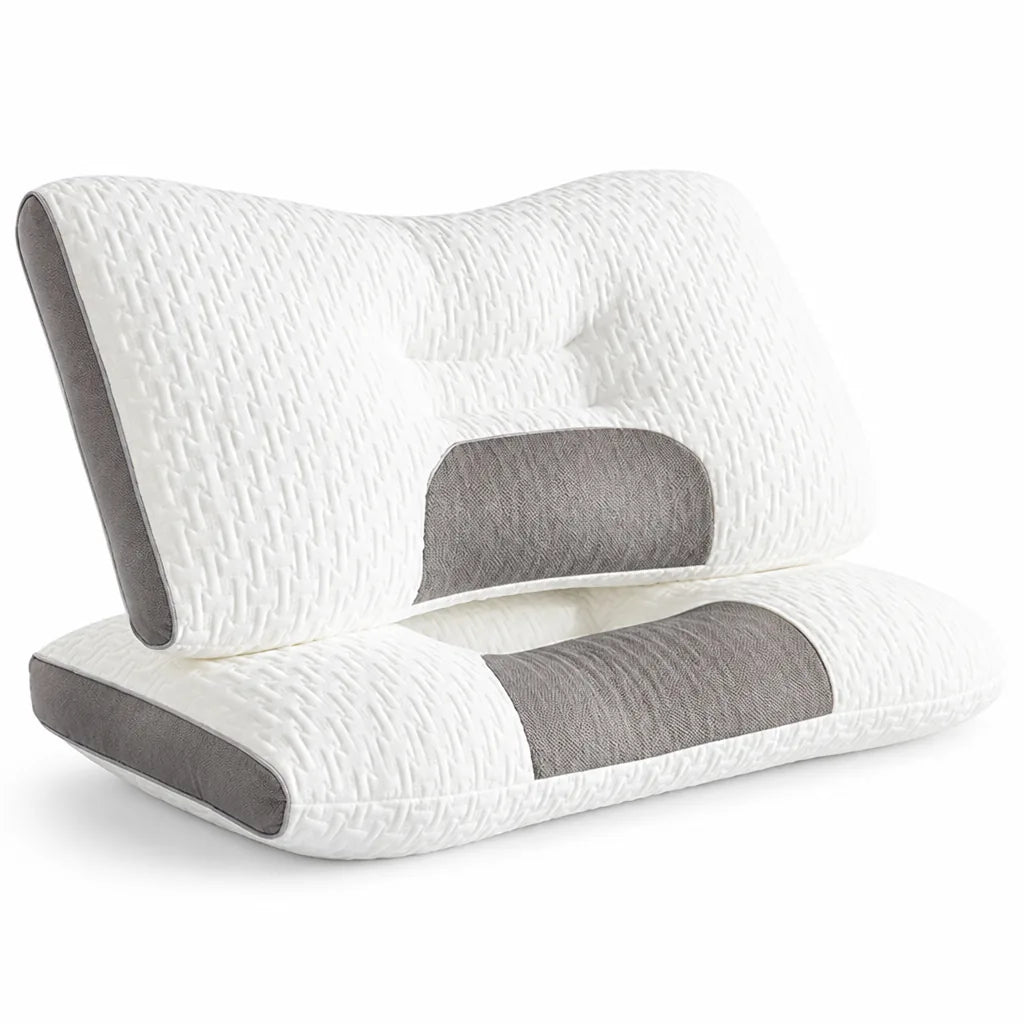 Contoured Cervical Neck Pillow for Back and Side Sleepers
