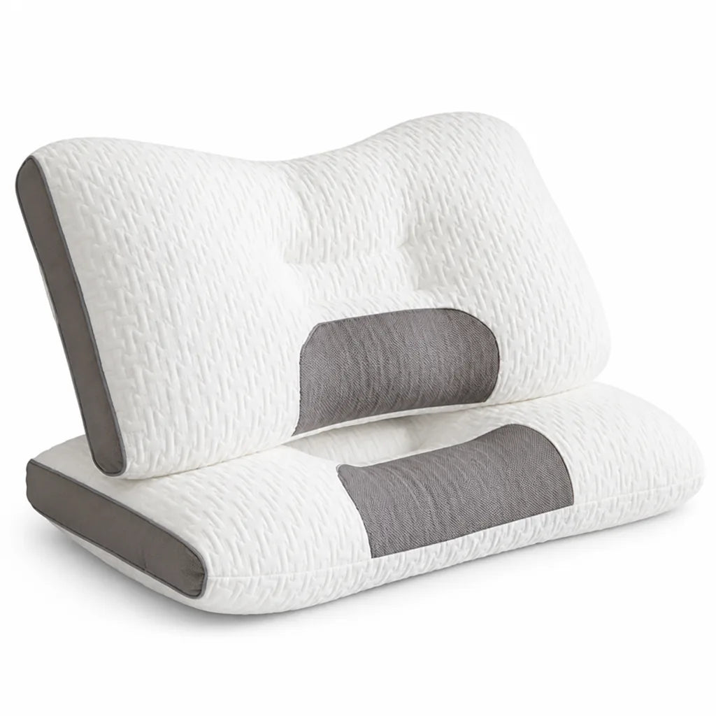 Contoured Cervical Neck Pillow for Back and Side Sleepers