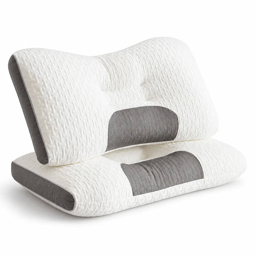 Contoured Cervical Neck Pillow for Back and Side Sleepers