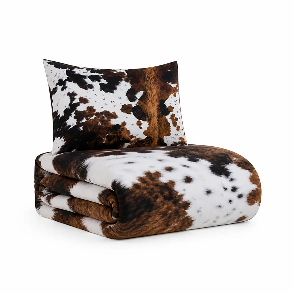 Cowhide Print Duvet Cover Set (Fade-Resistant Digital Print)