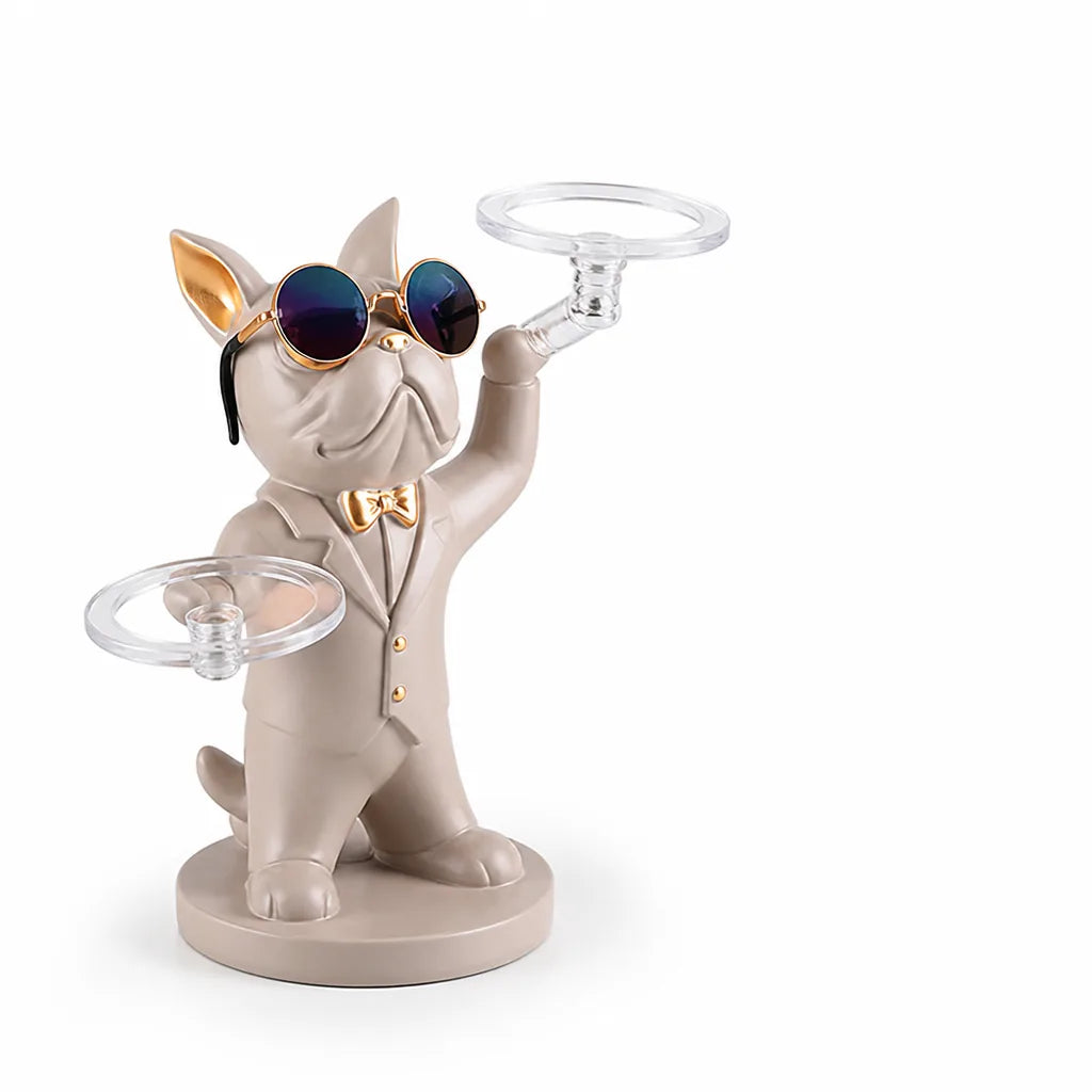 Dog Figurine Wine Glass Holder (Holds 2 Wine Glasses)