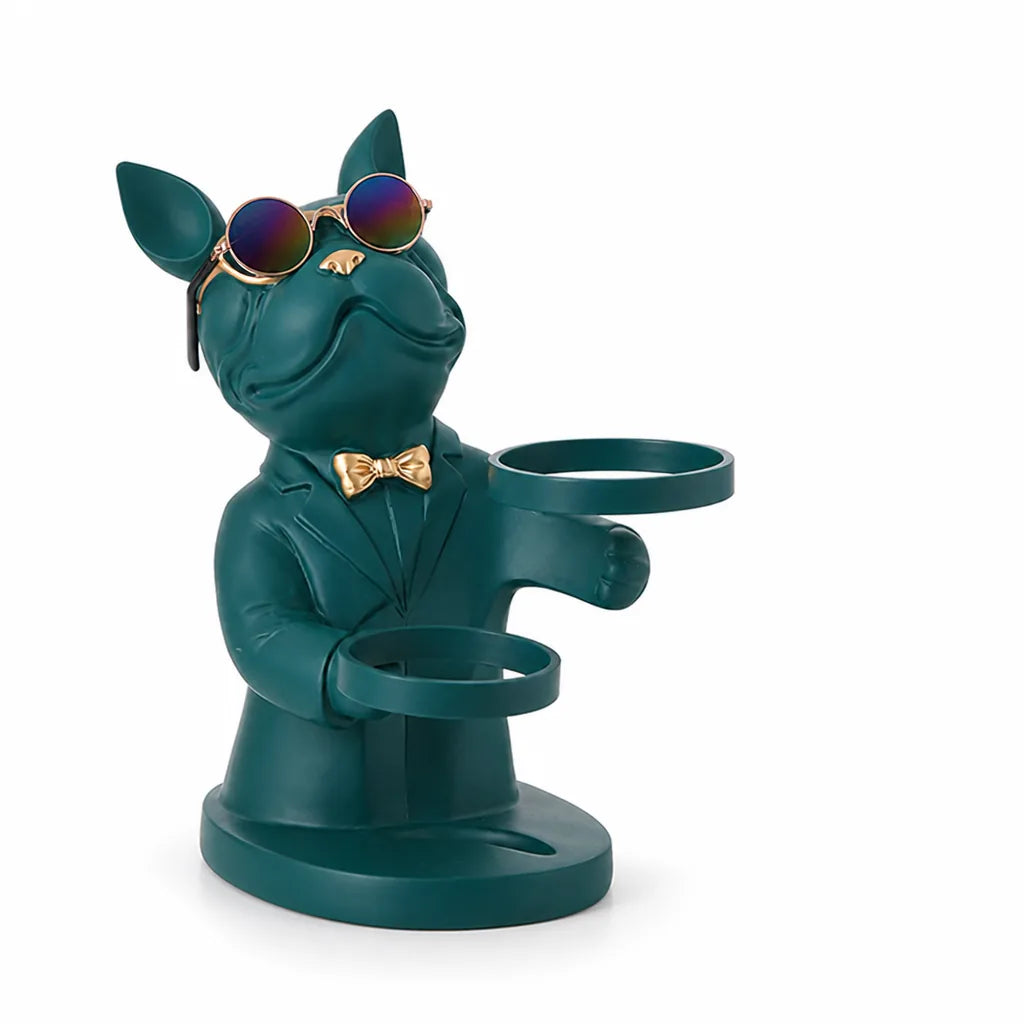 Dog Figurine Wine Glass Holder (Holds 2 Wine Glasses)