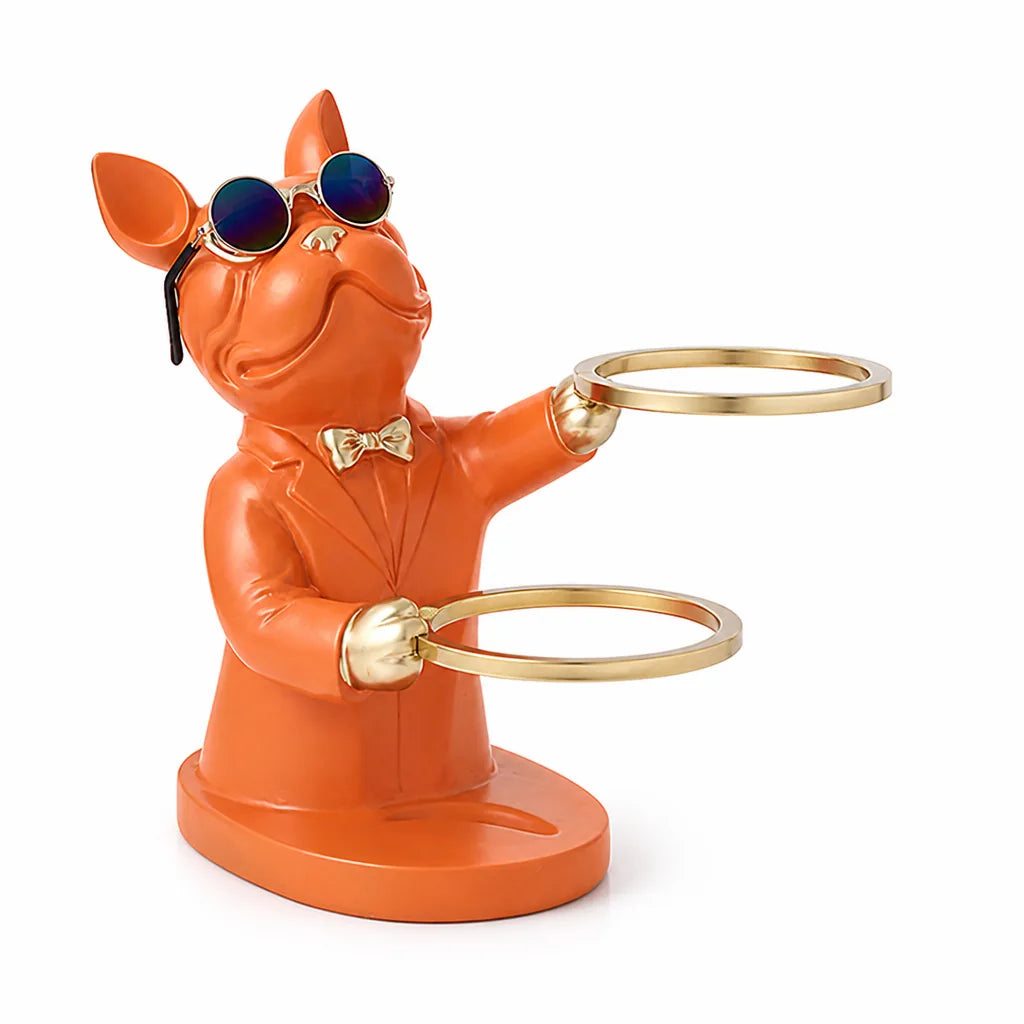 Dog Figurine Wine Glass Holder (Holds 2 Wine Glasses)