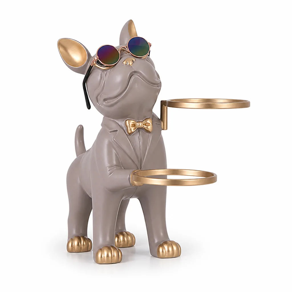 Dog Figurine Wine Glass Holder (Holds 2 Wine Glasses)