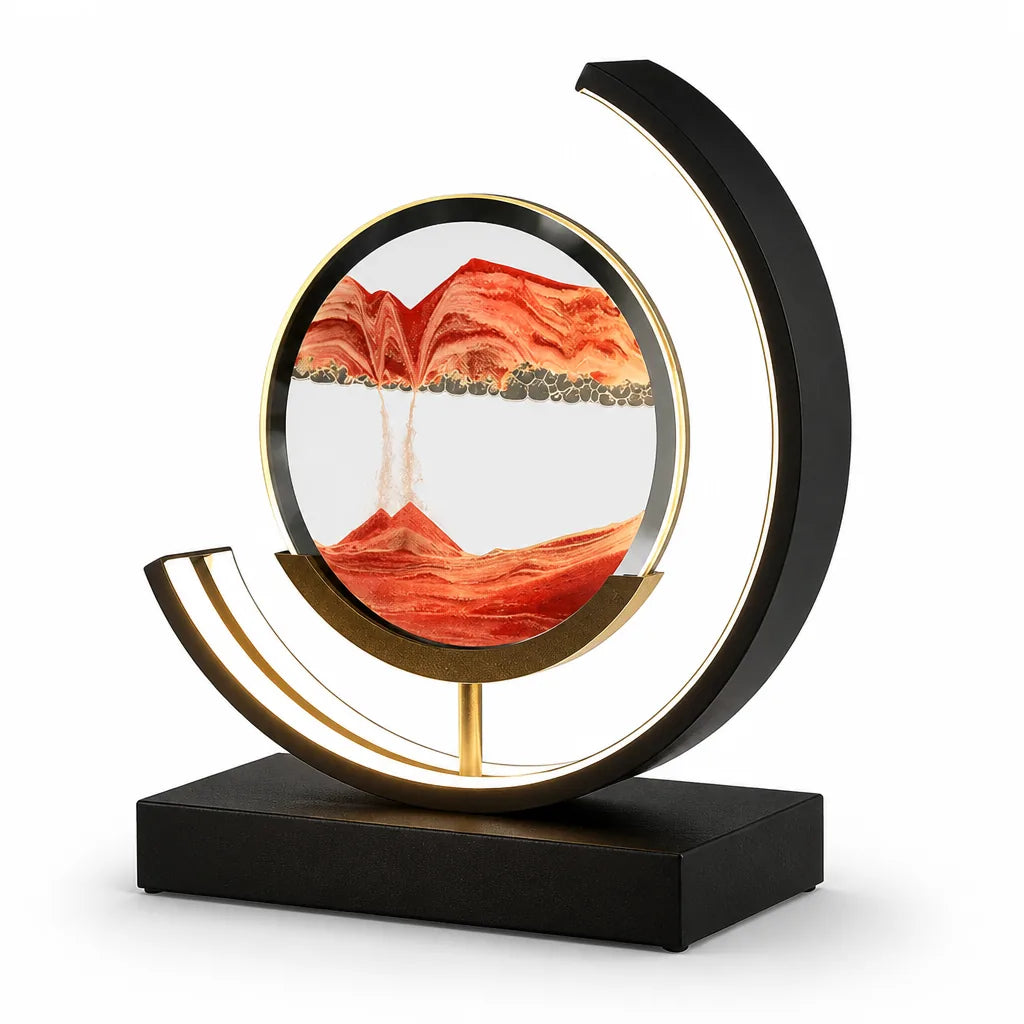 Flowing Sand Dimmable LED Table Lamp (Glass & Metal Casing, Remote)