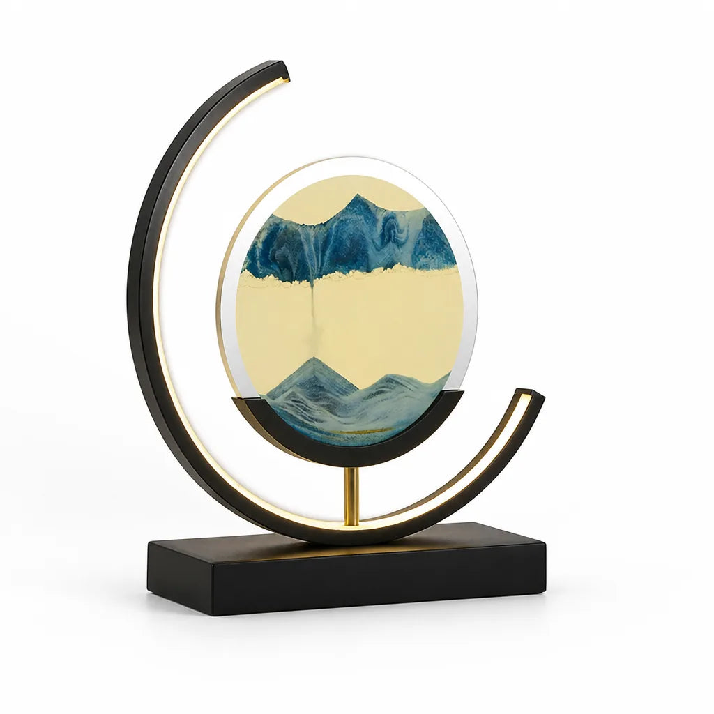 Flowing Sand Dimmable LED Table Lamp (Glass & Metal Casing, Remote)