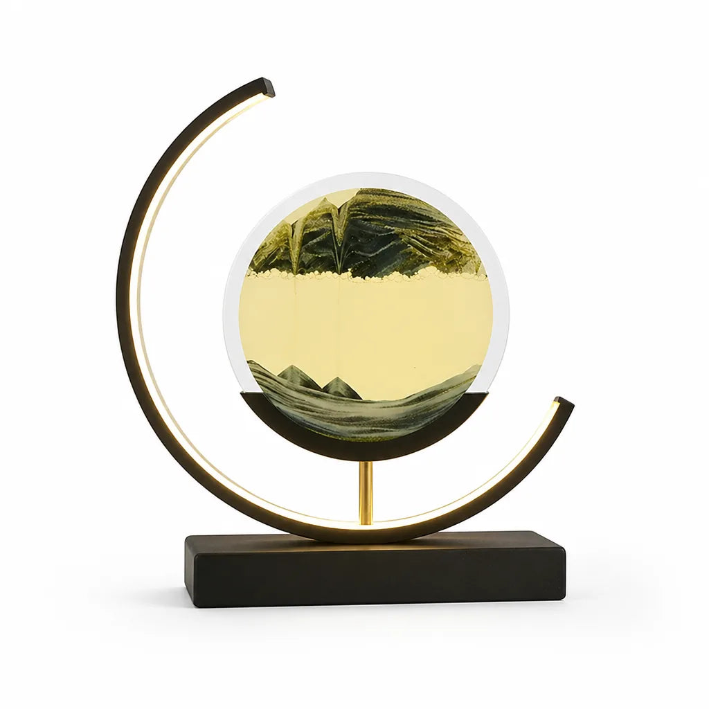 Flowing Sand Dimmable LED Table Lamp (Glass & Metal Casing, Remote)