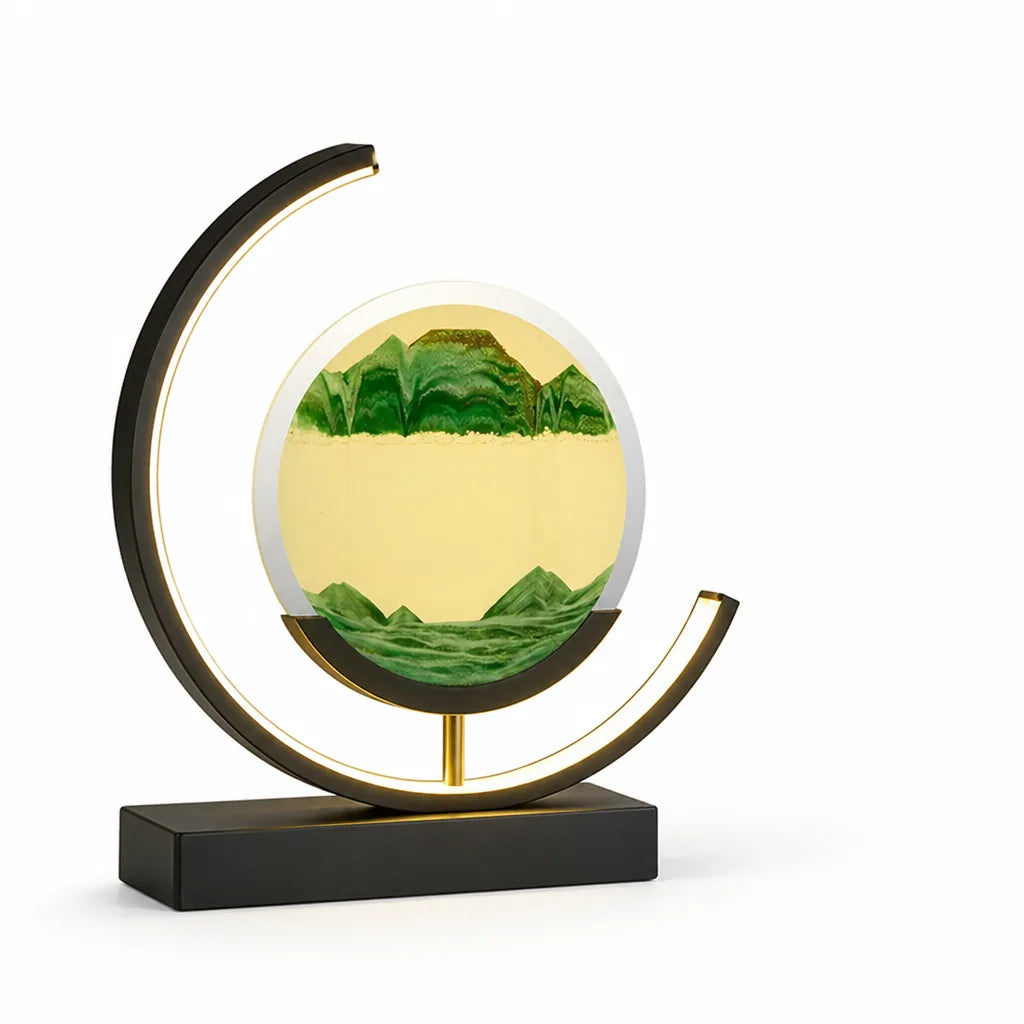Flowing Sand Dimmable LED Table Lamp (Glass & Metal Casing, Remote)