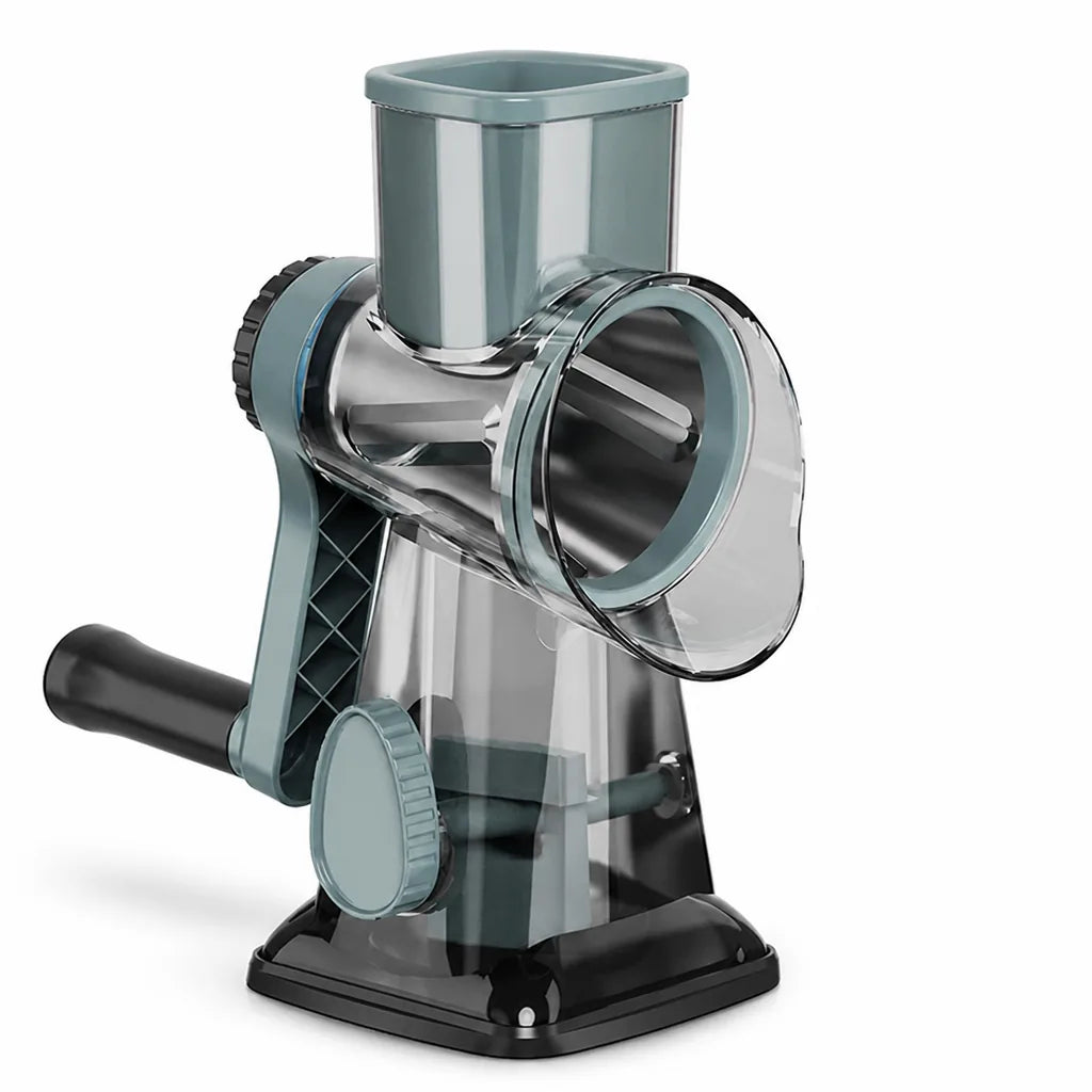 Hand-Crank Rotary Grater With Suction-Cup Base (3 Stainless Steel Drums)