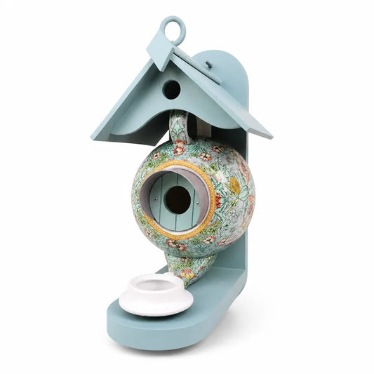 Hand-Painted Teapot Birdhouse with Hanger for Small Birds