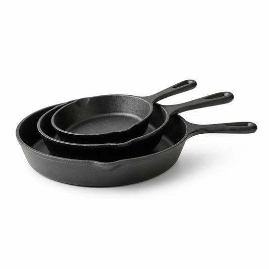 Induction-Compatible Cast Iron Skillet Set (3-Piece)