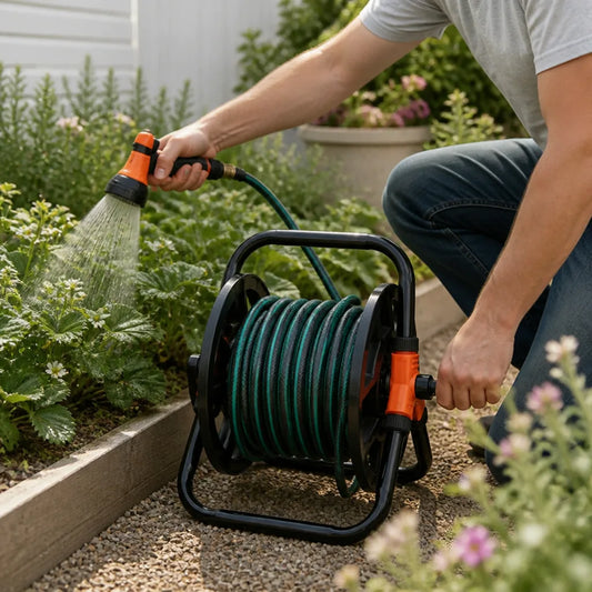 Integrated Hose Guide Garden Hose Reel (One-Arm Crank Handle)