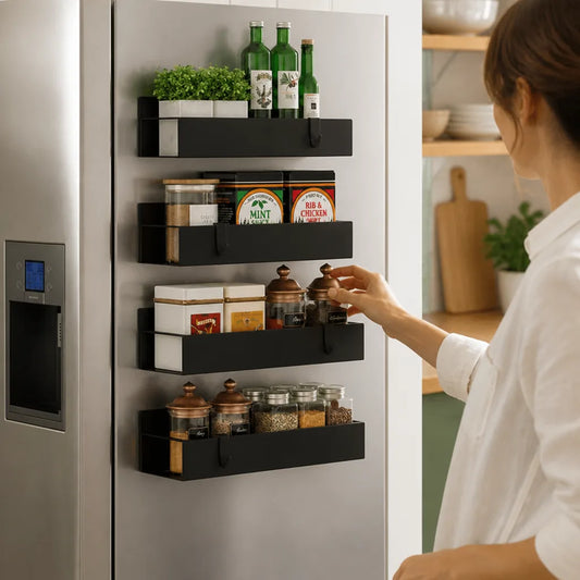 Magnetic Powder-Coated Metal Spice Rack Set (Set of 4)