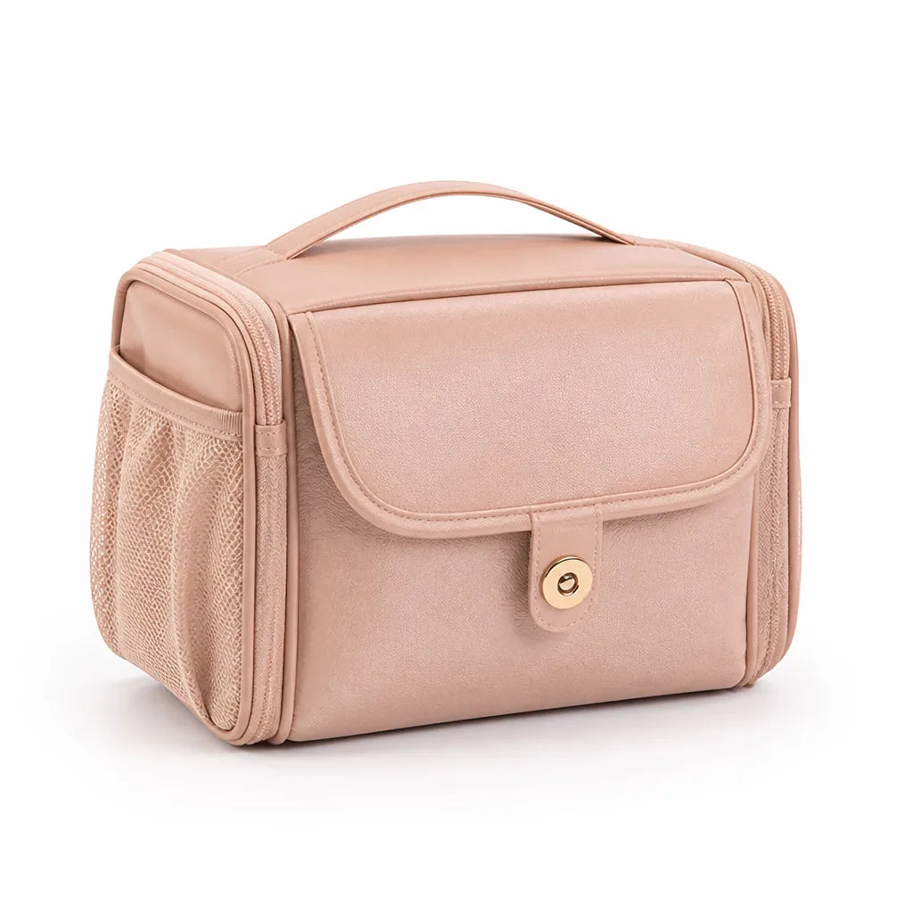 Multi-Compartment Makeup Bag With Elastic Bands And Mesh Pockets (30 x 15.5 x 16 cm)