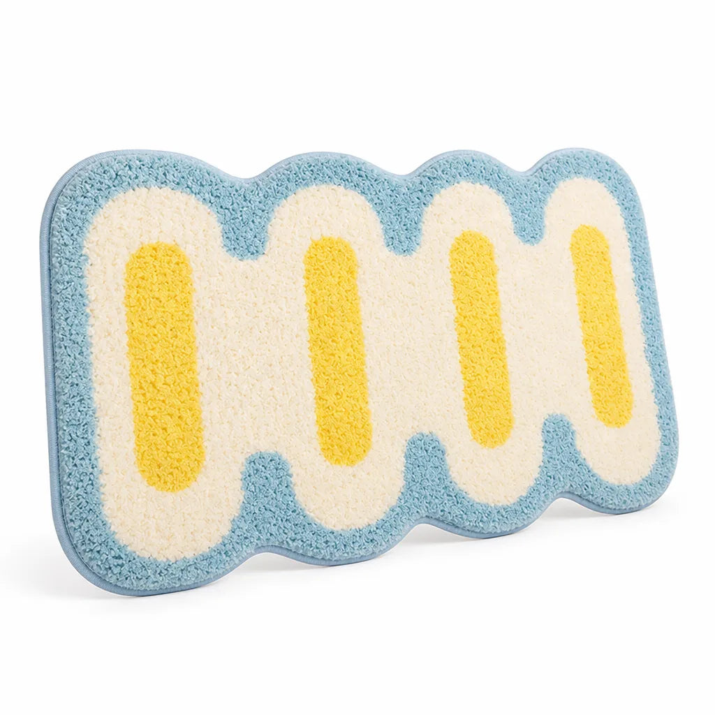 Polyester Bath Rug With Geometric Pattern And Non-Slip Backing