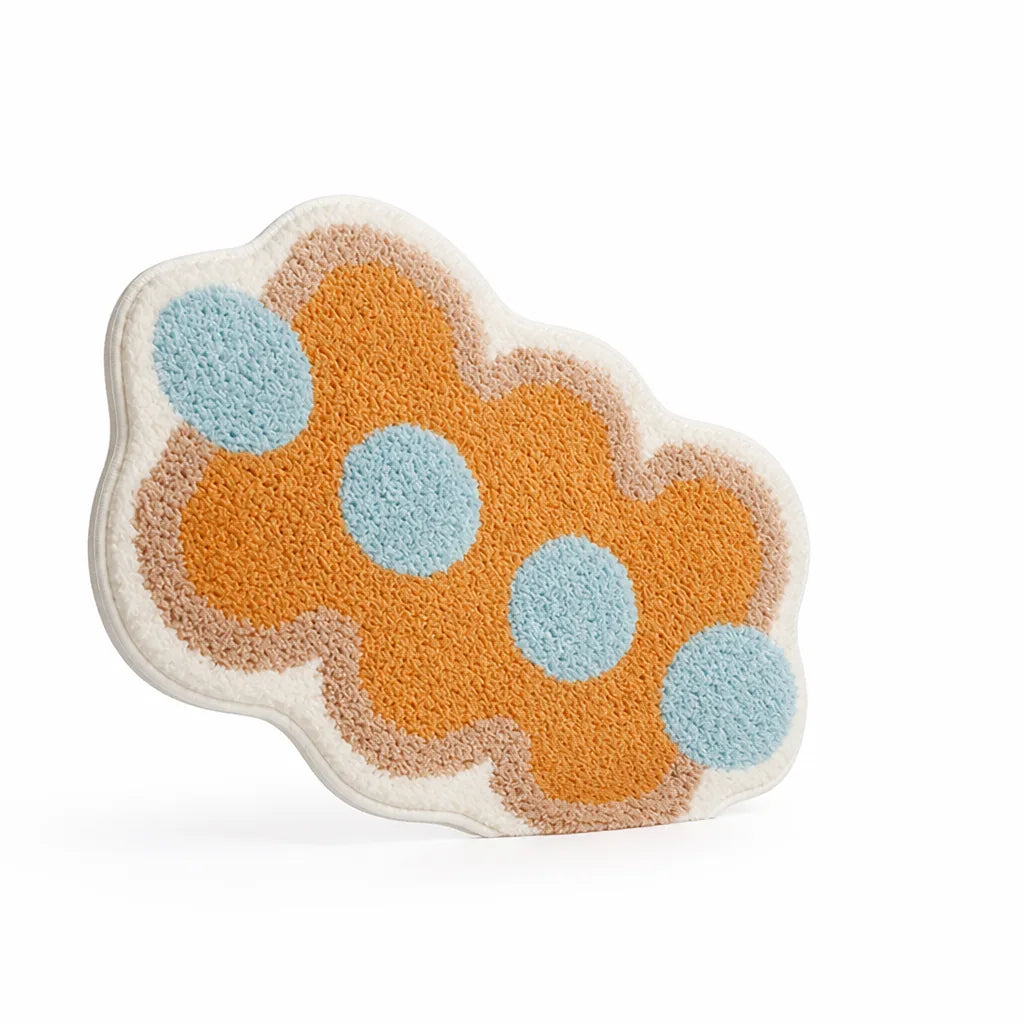 Polyester Bath Rug With Geometric Pattern And Non-Slip Backing