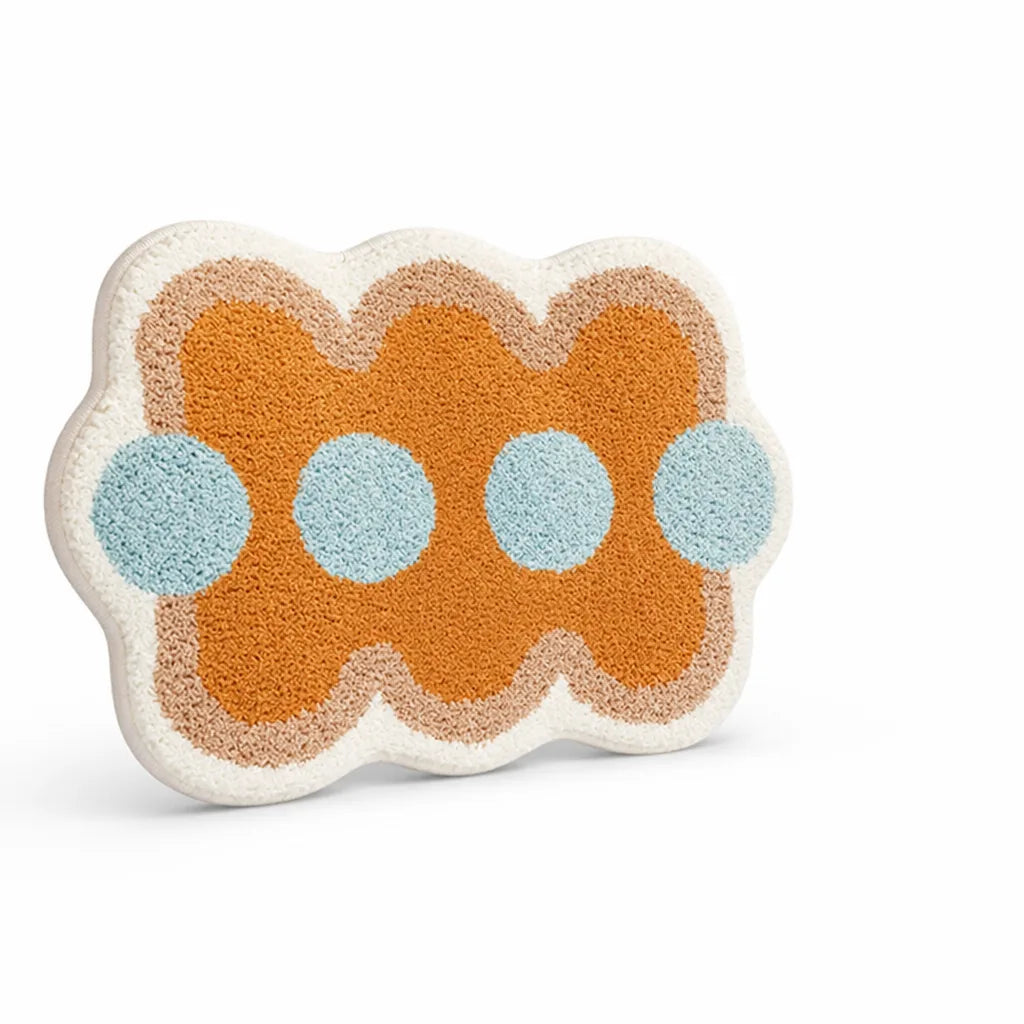 Polyester Bath Rug With Geometric Pattern And Non-Slip Backing