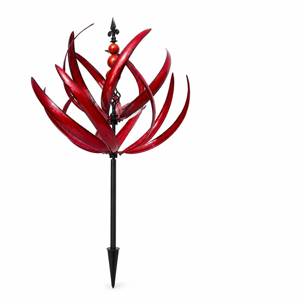 Rotating Leaf Garden Stake Wind Spinner (Low-Friction Ball Bearing)