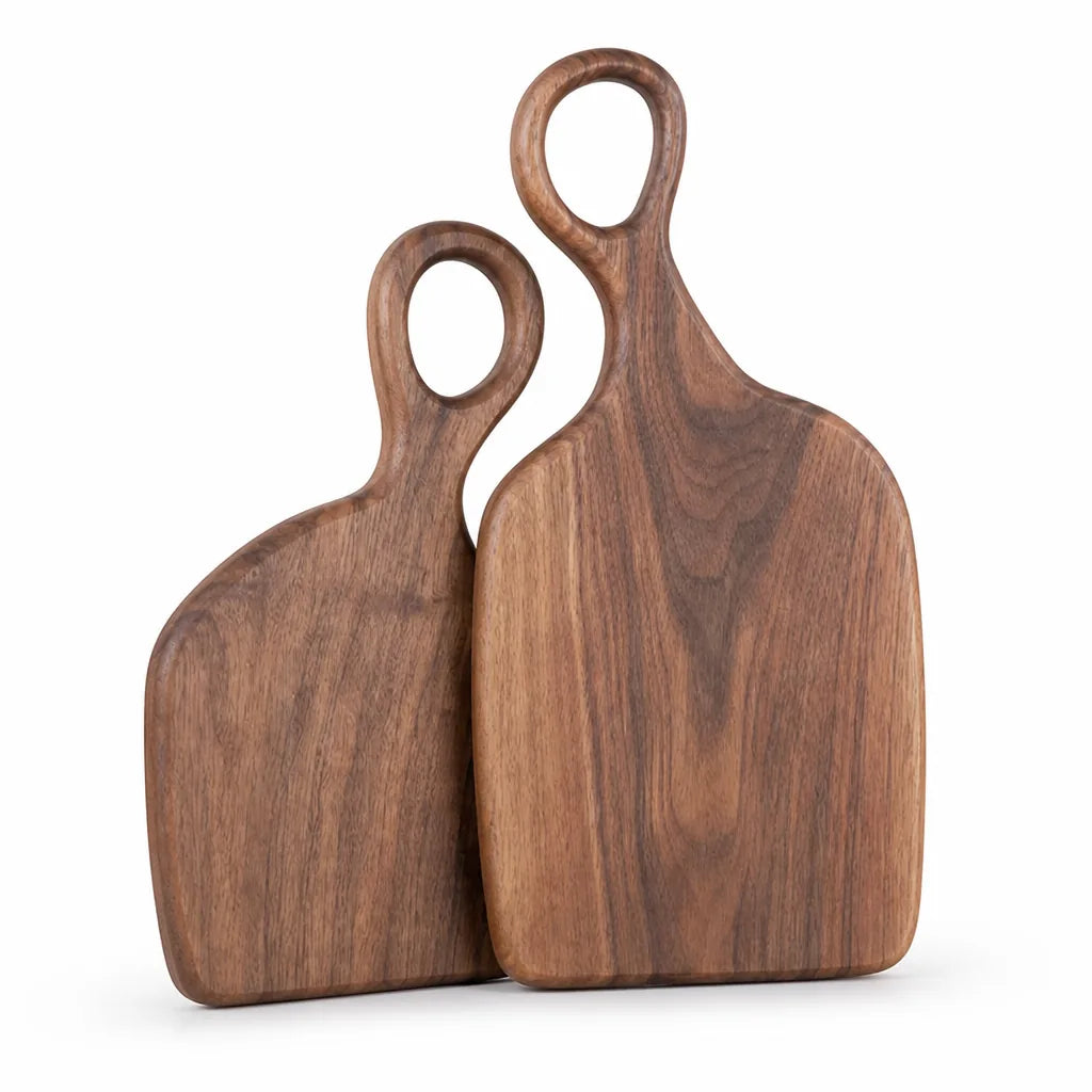 Solid Walnut Cutting Boards With Loop Handle (Set of 2)