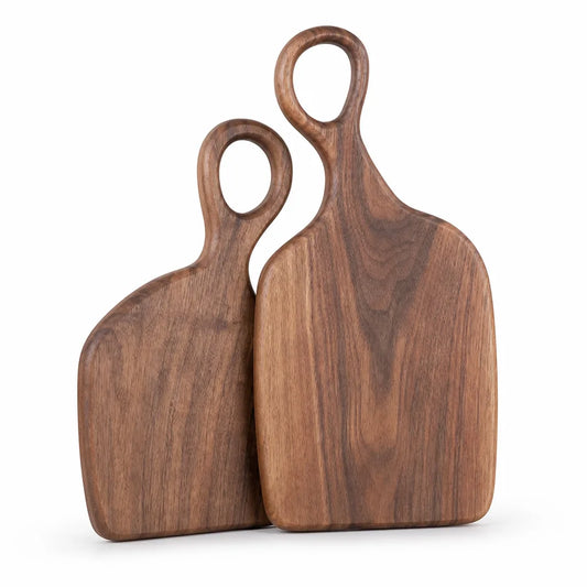 Solid Walnut Cutting Boards With Loop Handle (Set of 2)