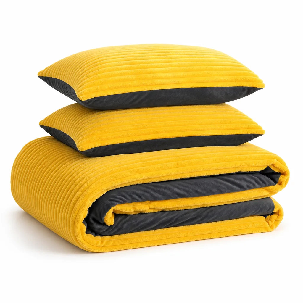Thick Cord Velour Duvet Cover Set (3-Piece)