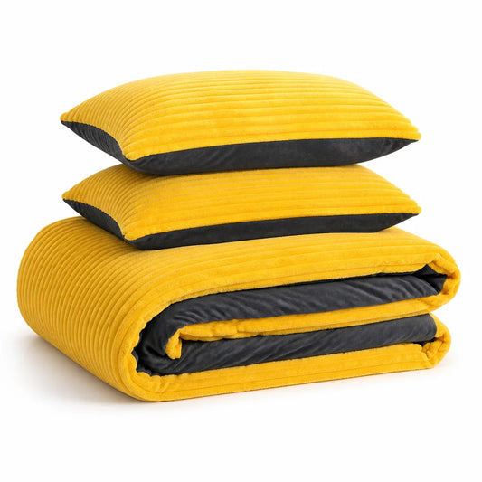 Thick Cord Velour Duvet Cover Set (3-Piece)