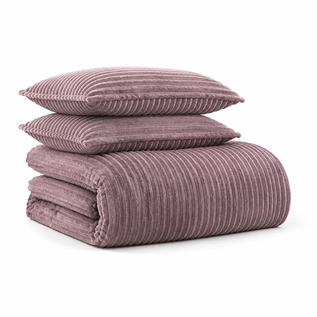 Thick Cord Velour Duvet Cover Set (3-Piece)