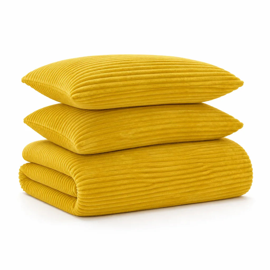 Thick Cord Velour Duvet Cover Set (3-Piece)
