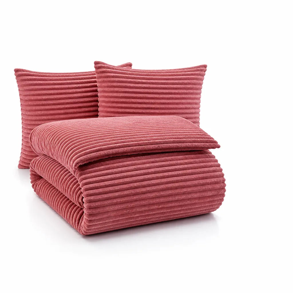Thick Cord Velour Duvet Cover Set (3-Piece)