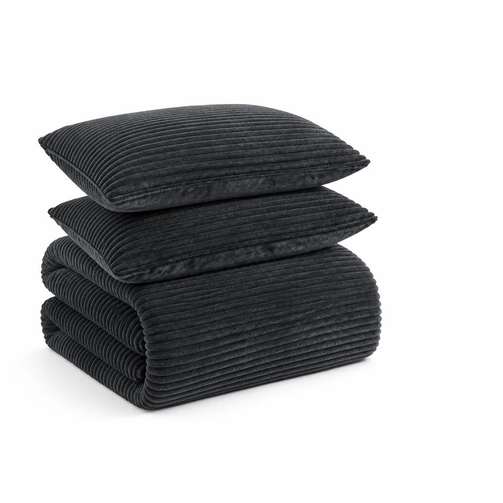 Thick Cord Velour Duvet Cover Set (3-Piece)