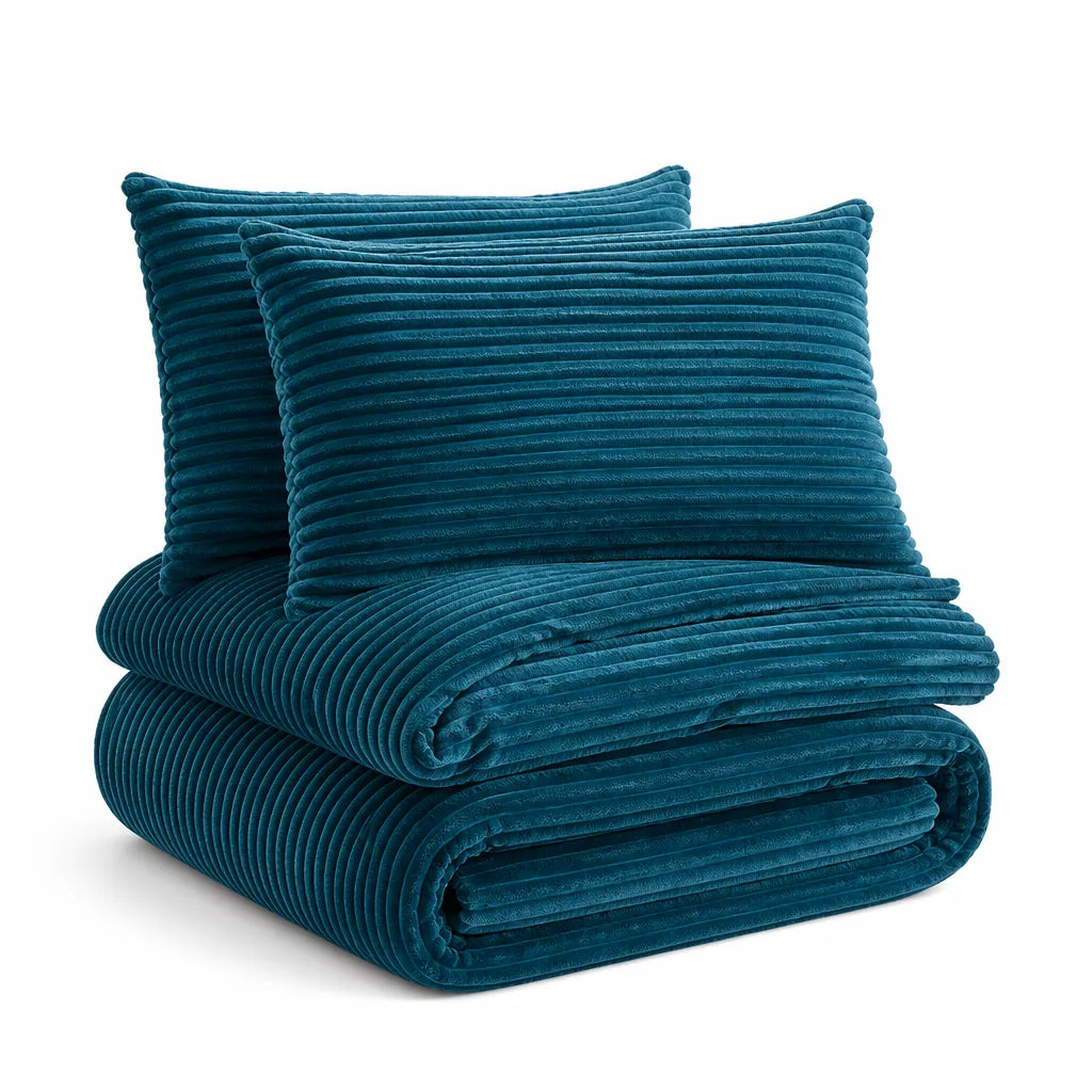 Thick Cord Velour Duvet Cover Set (3-Piece)
